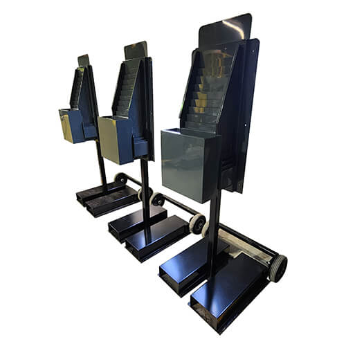 Base en acier carrée - Poteau - Peinture noire - Transportable avec roulettes et poignée - 2x2x60 - STANDARD IZ – Image 3