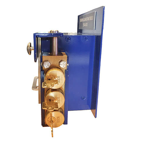 Verrouillage - Boitier mural détachable pour serrure de type ketch - Aluminium 0.125 et PVC 0.50 - Peinture émail bleue - 9x9x4.875 - STANDARD IZ – Image 11