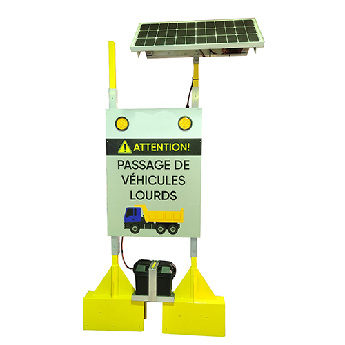 STANDARD - Affiche - Lumineuse - Alimentation Solaire - Traverse véhicules lourds - Aluminium 0.080 - Recto/verso- 4x lumières oranges - Vinyle grade diamant - 36x48x4 – Image 3